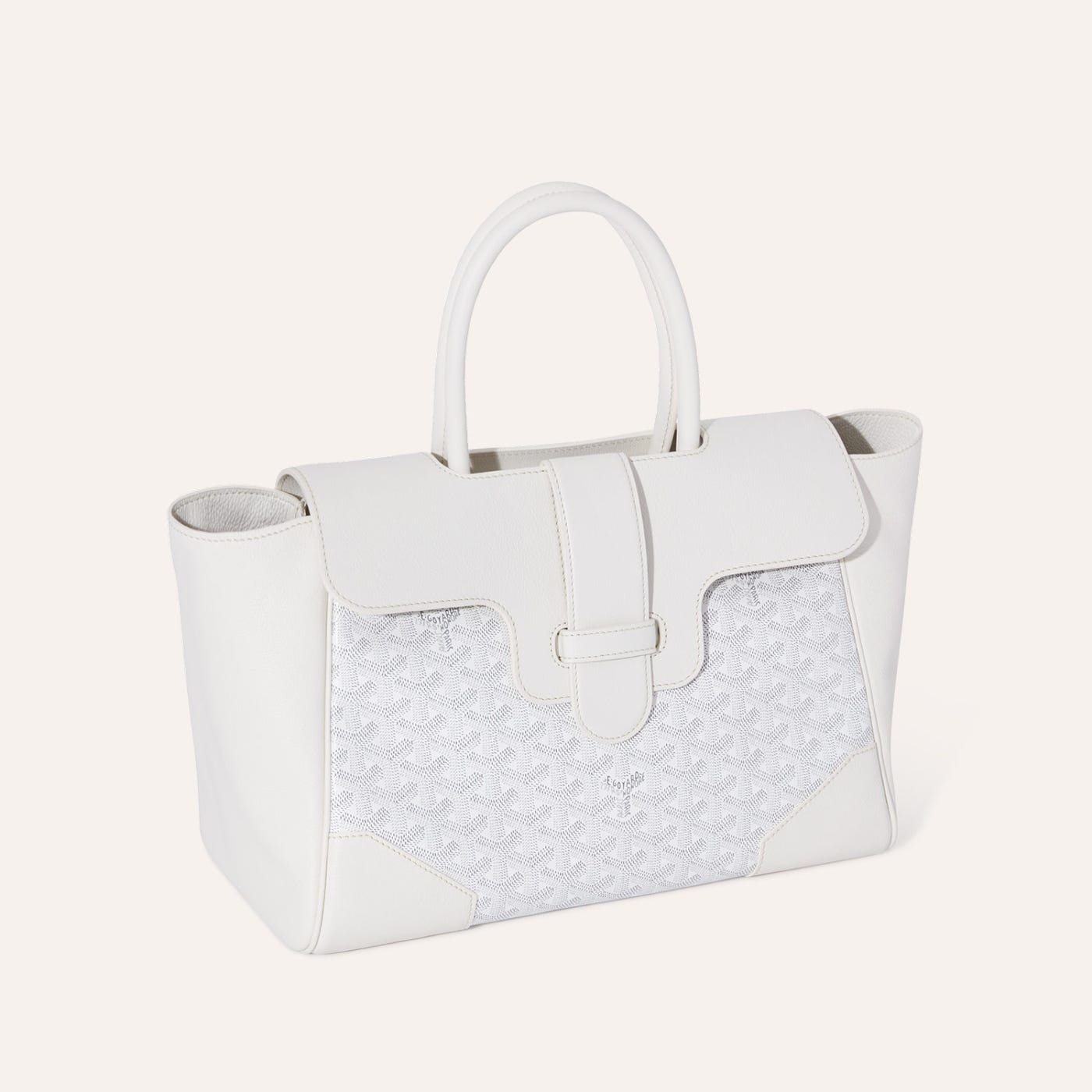 Goyard Saigon Tote White Goyardine Canvas Palladium Hardware - Image 3